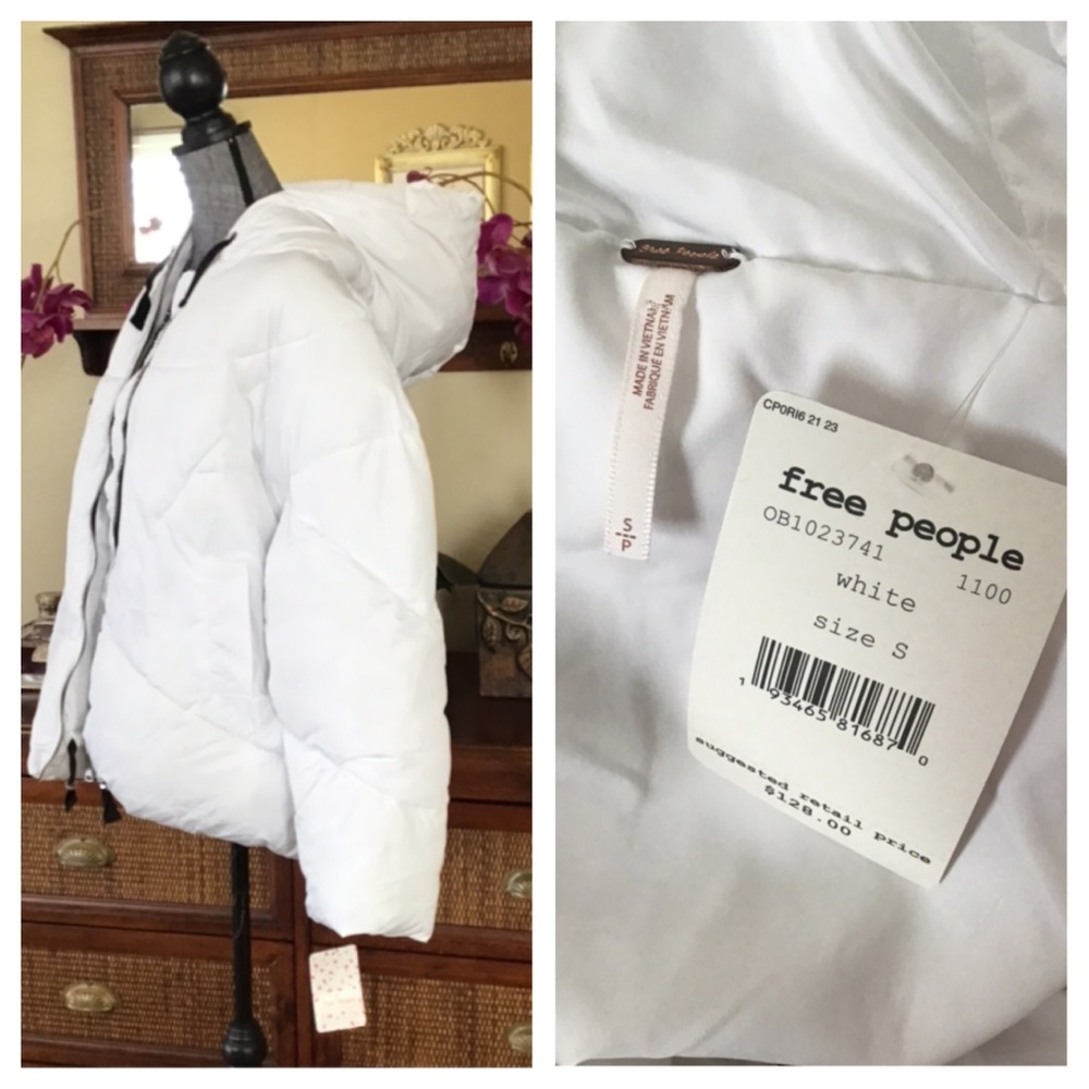 Free People Hailey White Hooded Puffer Coat.  NWT. - Picture 6 of 8